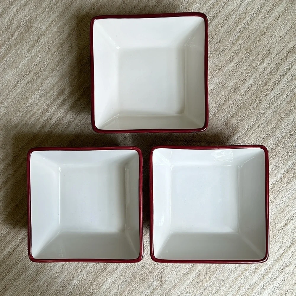 Pampered Chef Simple Additions Square Serving Bowl Stripes 7 1/4” x 3”